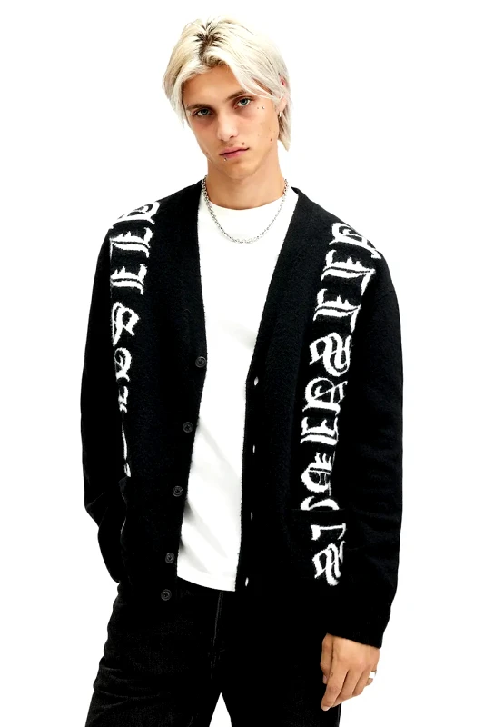 AllSaints Ζακέτα από μίγμα μαλλιού AllSaints SCRIPTURE χρώμα: μαύρο, M065KB
