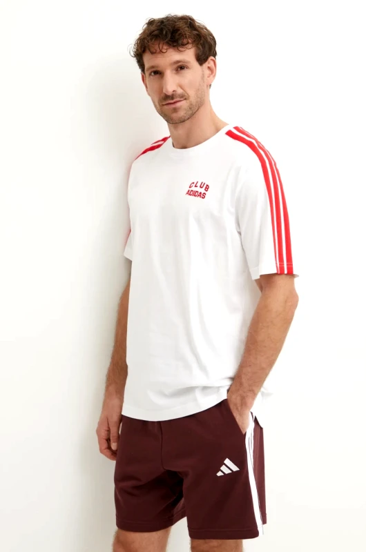 adidas Βαμβακερό μπλουζάκι adidas M C COLLE Collegiate ανδρικό, χρώμα: άσπρο, JJ1606