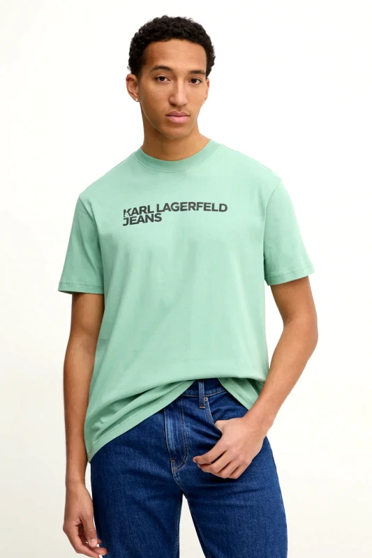 Karl Lagerfeld Jeans Βαμβακερό μπλουζάκι Karl Lagerfeld Jeans ανδρικό, χρώμα: πράσινο, A1M17002