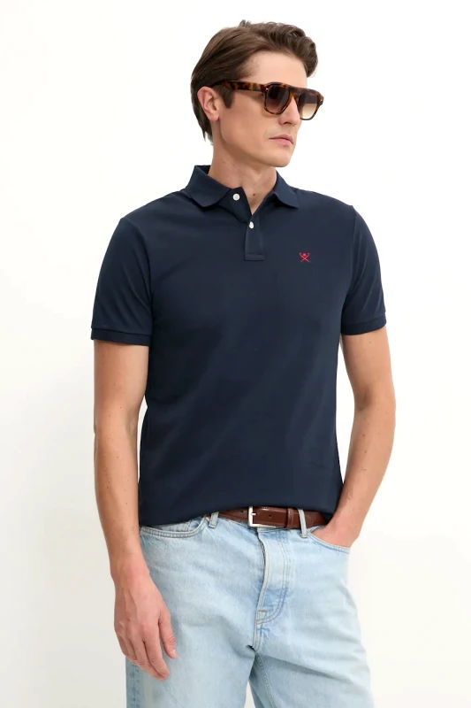 Hackett London Βαμβακερό μπλουζάκι πόλο Hackett London χρώμα: ναυτικό μπλε, HM562363