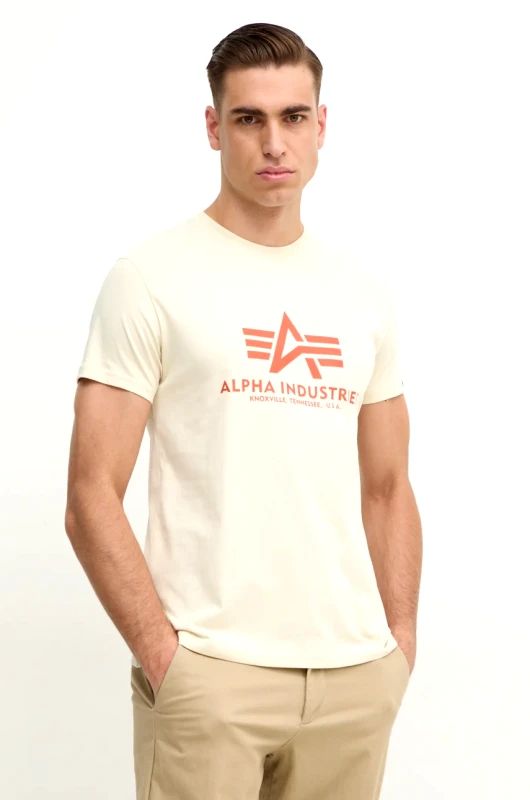 Alpha Industries Βαμβακερό μπλουζάκι Alpha Industries ανδρικό, χρώμα: μπεζ, 100501CB