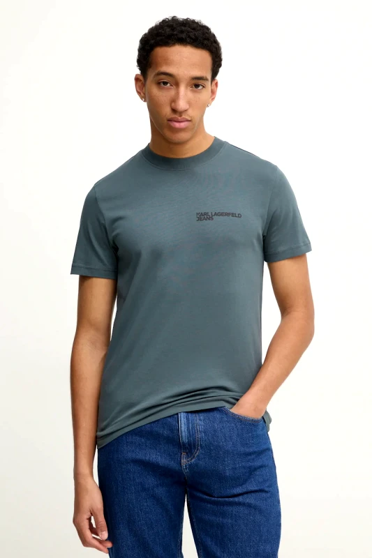 Karl Lagerfeld Jeans Βαμβακερό μπλουζάκι Karl Lagerfeld Jeans ανδρικό, χρώμα: γκρι, A1M17003
