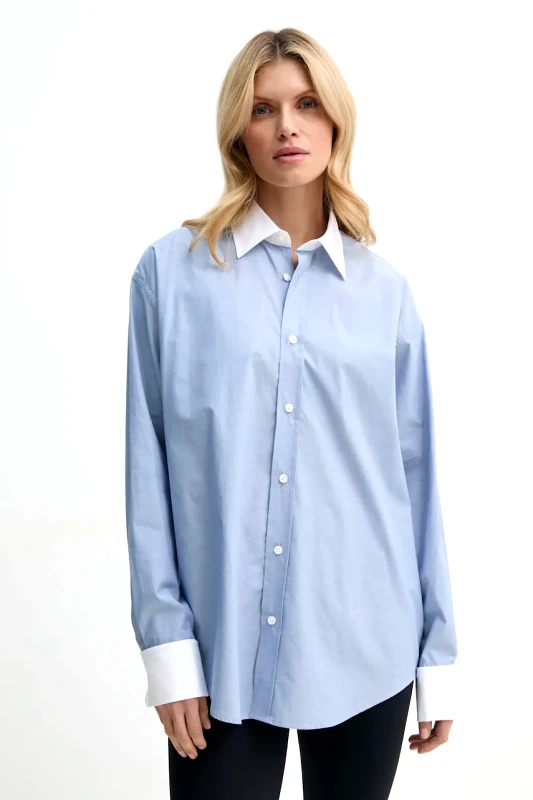 Filippa K Βαμβακερό πουκάμισο Filippa K χρώμα: μπλε, 31105