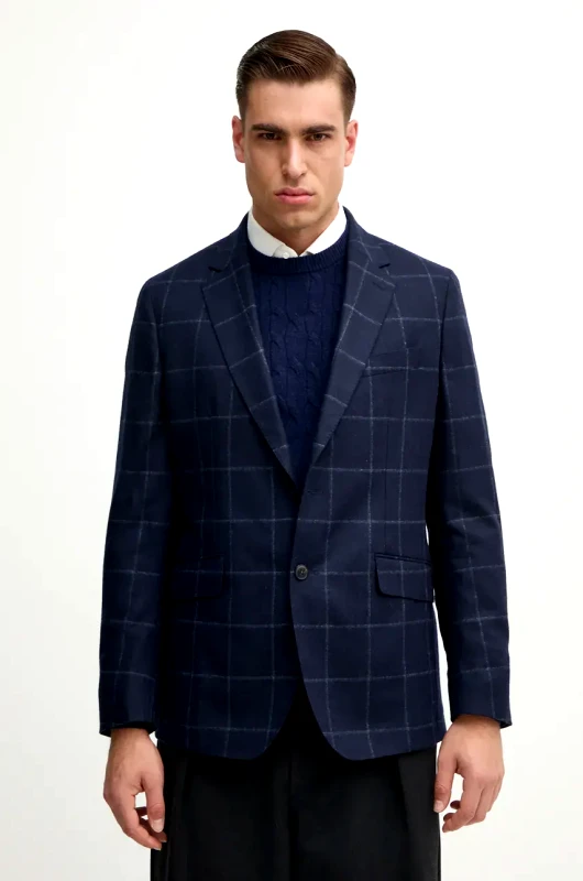 Hackett London Μάλλινο σακάκι Hackett London χρώμα: ναυτικό μπλε, HM470548R
