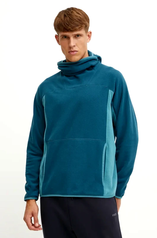 Peak Performance Μπλούζα Peak Performance Treeline Fleece χρώμα: τιρκουάζ, με κουκούλα, G79917
