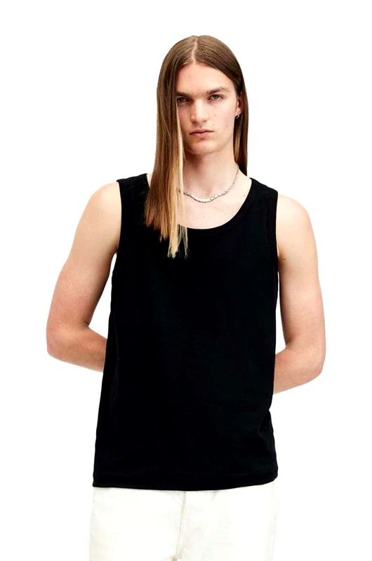 AllSaints Βαμβακερό τοπ AllSaints EDWARDS VEST χρώμα: μαύρο, M008JB