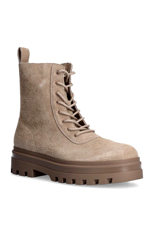 Calvin Klein Jeans Μπότες πεζοπορίας από σουέτ Calvin Klein Jeans LUGGED LACE ZIP BOOT OXF HR SU χρώμα: μπεζ, YM0YM01068
