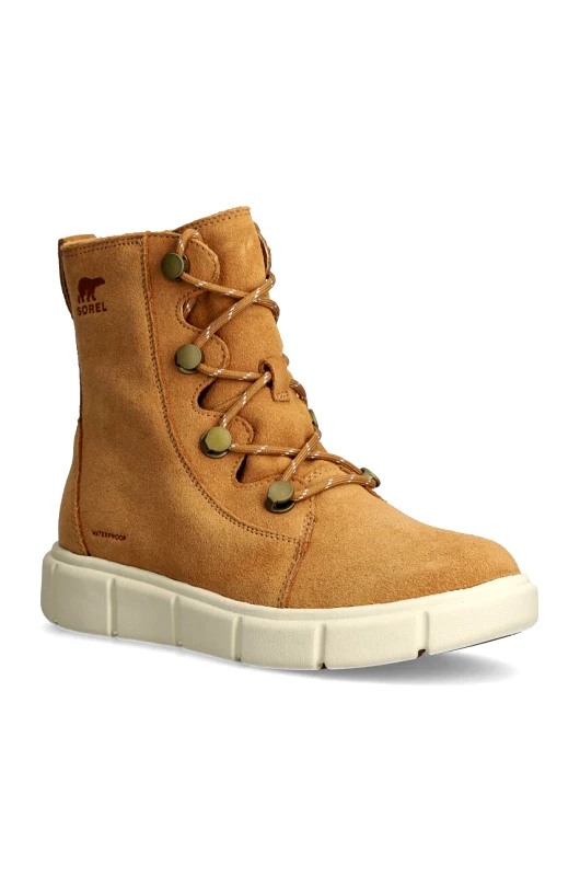 Sorel Μπότες χιονιού σουέτ Sorel SOREL EXPLORER III JOAN γυναικείες, χρώμα: καφέ, 2077951253