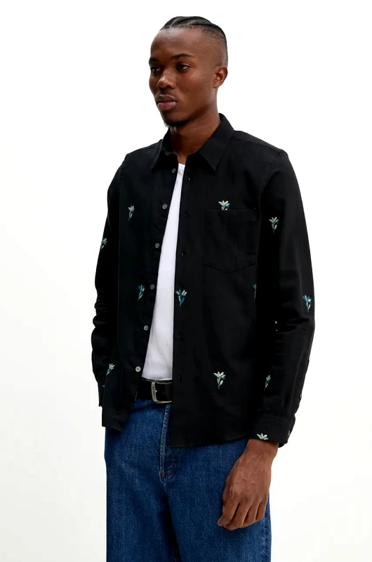 PS Paul Smith Βαμβακερό πουκάμισο PS Paul Smith ανδρικό, χρώμα: μαύρο, M2R.614P.N22179