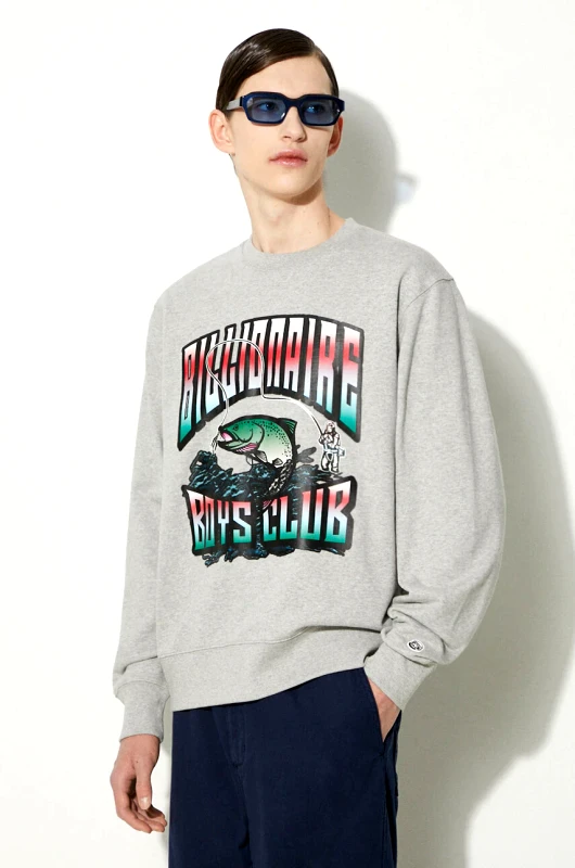 Billionaire Boys Club Βαμβακερή μπλούζα Billionaire Boys Club Big Catch Crewneck χρώμα: γκρι, B24230