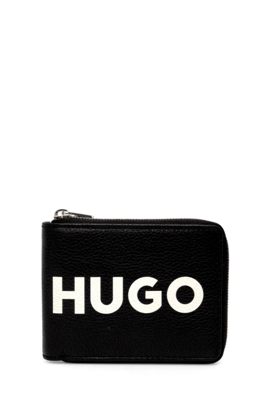 HUGO Δερμάτινο πορτοφόλι HUGO ανδρικό, χρώμα: μαύρο, 50536037