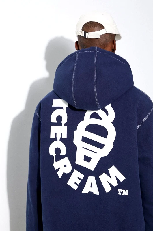 Icecream Βαμβακερό σακάκι ICECREAM Hooded Work χρώμα: ναυτικό μπλε, IC24104