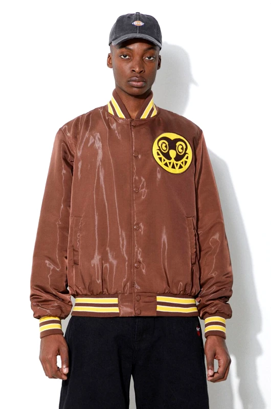 Icecream Μπουφάν bomber ICECREAM Satin Bomber Jacket ανδρικό, χρώμα: καφέ, IC24107