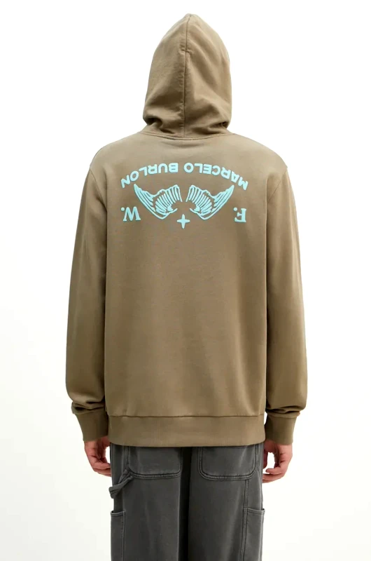 Marcelo Burlon Βαμβακερή μπλούζα Marcelo Burlon Vintage Logo χρώμα: πράσινο, με κουκούλα, CMBB007F24FLE0056E4D