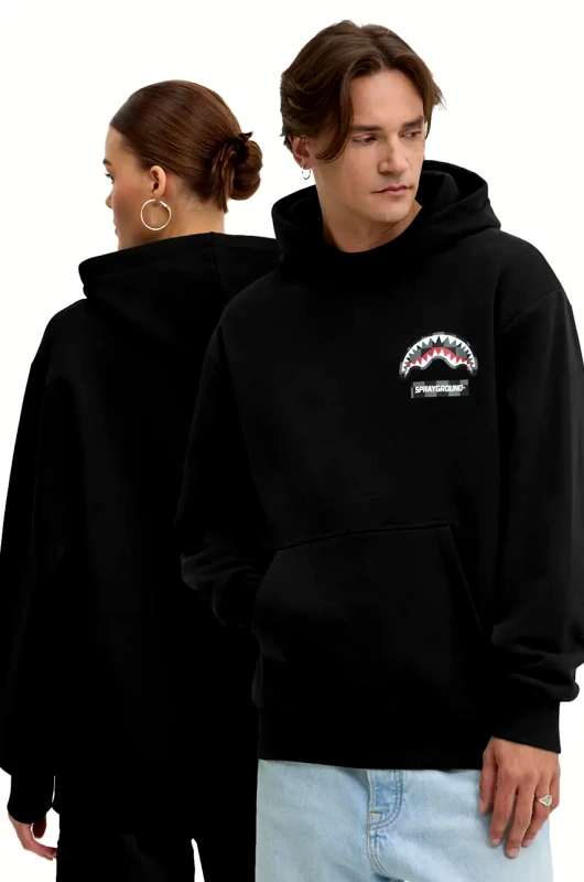 Sprayground Βαμβακερή μπλούζα Sprayground χρώμα: μαύρο, με κουκούλα, SP678