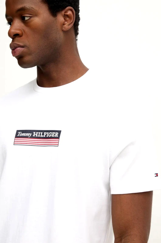 Tommy Hilfiger Βαμβακερό μπλουζάκι Tommy Hilfiger ανδρικό, χρώμα: άσπρο, MW0MW38079