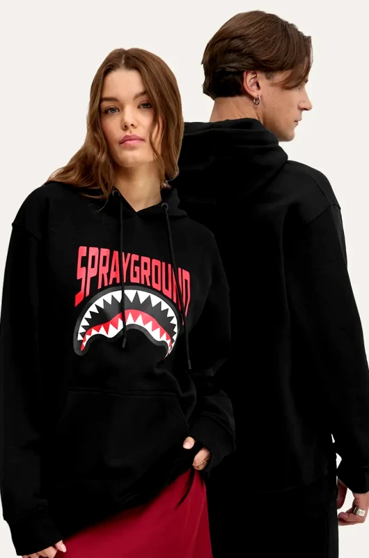 Sprayground Βαμβακερή μπλούζα Sprayground χρώμα: μαύρο, με κουκούλα, SP666