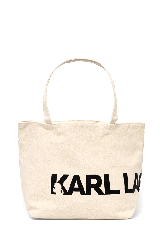 Karl Lagerfeld Βαμβακερή τσάντα Karl Lagerfeld χρώμα: μπεζ, 246W3886