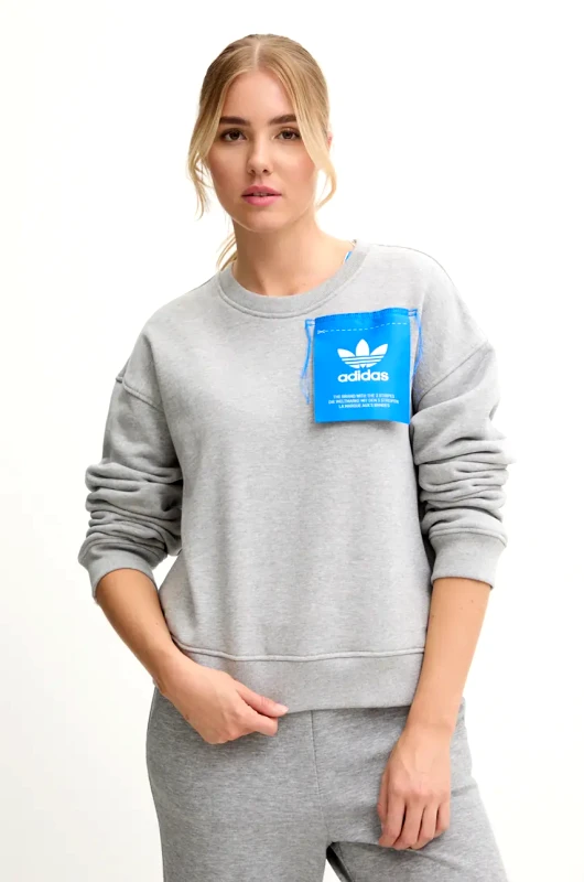 Βαμβακερή μπλούζα adidas Originals x Ksenia Schneider γυναικεία, χρώμα: γκρι, IW5666 φωτογραφία