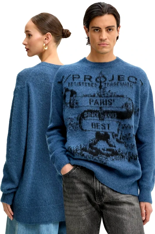 Y/Project Πουλόβερ από μείγμα μοχέρ Y/Project PARIS' BEST JACQUARD PULLOVER 206SW001