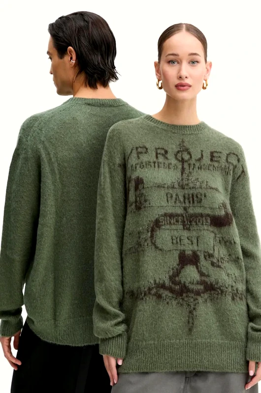 Y/Project Πουλόβερ από μείγμα μοχέρ Y/Project PARIS' BEST JACQUARD PULLOVER χρώμα: πράσινο, 206SW001