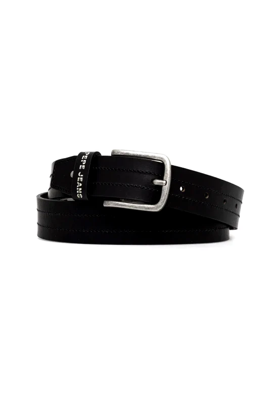 Pepe Jeans Δερμάτινη ζώνη Pepe Jeans ELMER BELT χρώμα: μαύρο, PM021029