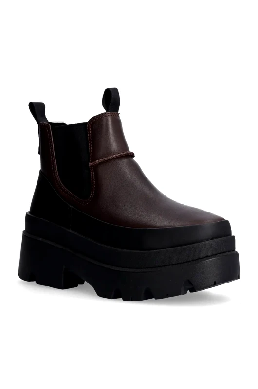 Ugg Δερμάτινες μπότες τσέλσι UGG Brisbane Chelsea γυναικείες, χρώμα: καφέ, 1167932-BCDR