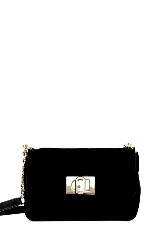 Furla Βελούδινη τσάντα Furla χρώμα: μαύρο, BAFKACO.BX3356.O6000