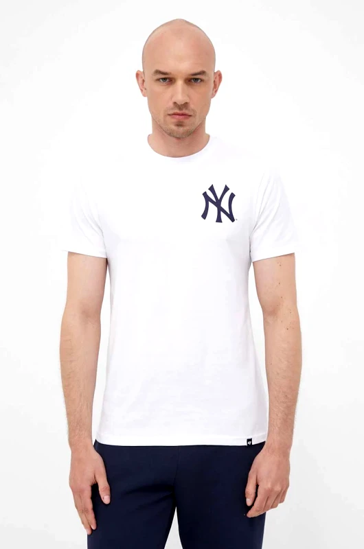 47 brand Βαμβακερό μπλουζάκι 47 brand MLB New York Yankees χρώμα: άσπρο