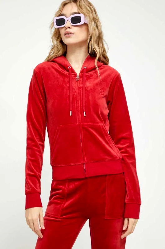 Juicy Couture Μπλούζα Juicy Couture Robertson χρώμα: κόκκινο, με κουκούλα