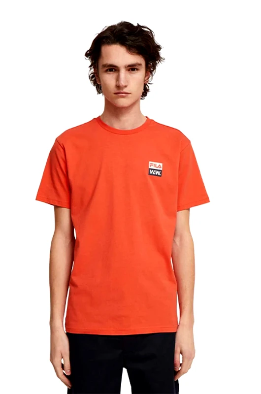 Wood Wood Βαμβακερό μπλουζάκι Wood Wood Boris x Fila χρώμα: πορτοκαλί