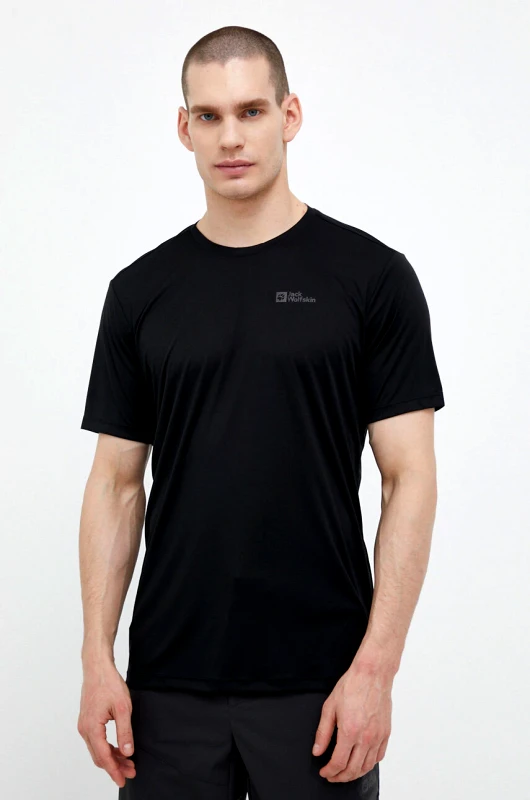 Jack Wolfskin Αθλητικό μπλουζάκι Jack Wolfskin Tech χρώμα: μαύρο