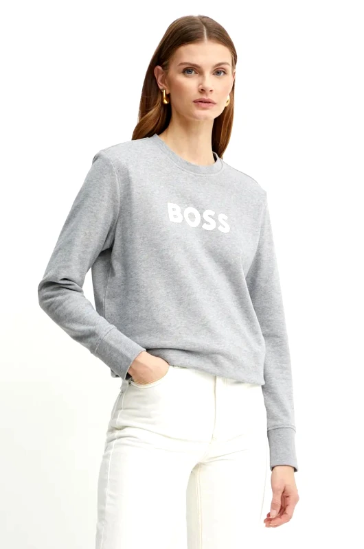 BOSS Orange Βαμβακερή μπλούζα Boss Orange BOSS ORANGE γυναικεία, χρώμα: γκρι