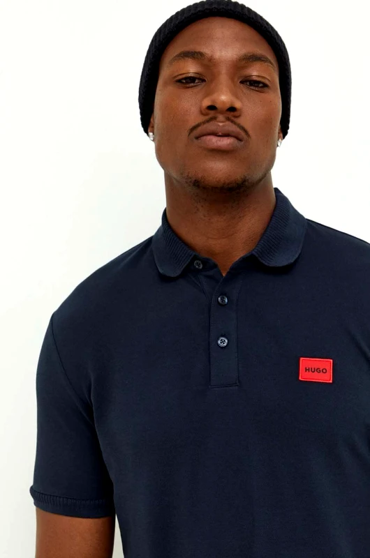 HUGO Βαμβακερό μπλουζάκι πόλο HUGO