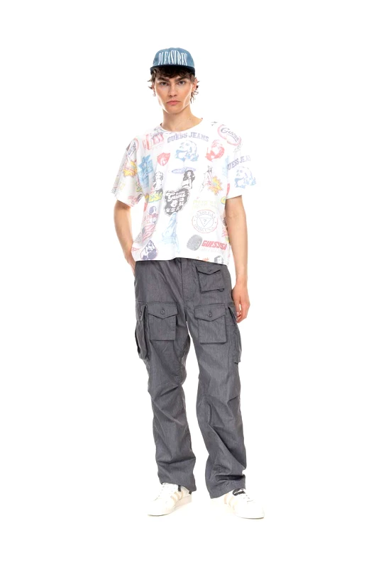Guess U.S.A. Βαμβακερό μπλουζάκι Guess Aop Tee χρώμα: άσπρο