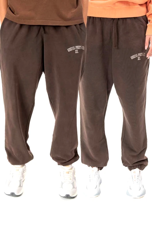 Guess U.S.A. Βαμβακερό παντελόνι Guess χρώμα: καφέ, Spodnie GUESS USA Gusa Washed Terry Sweatpant M2BQ10KBB40 G1CG F3M2BQ10KBB40 G1CG
