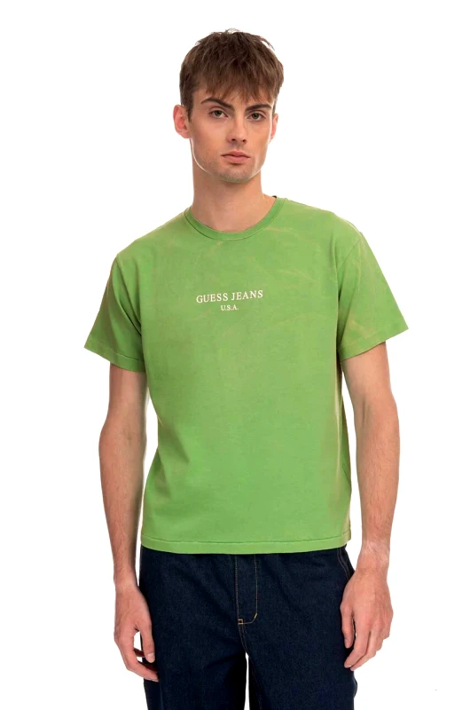 Guess U.S.A. Βαμβακερό μπλουζάκι Guess Vintage Logo Tee M3GI00KBB50 χρώμα: πράσινο