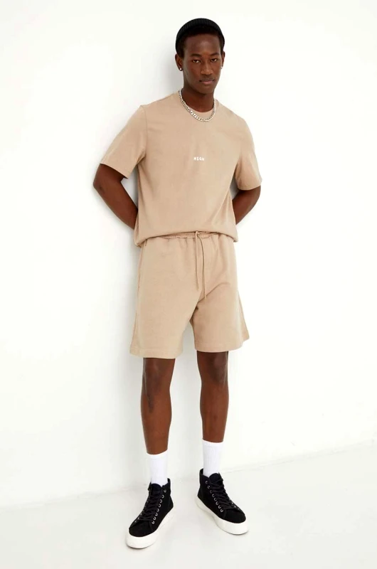 MSGM Βαμβακερό σορτσάκι MSGM χρώμα: μπεζ