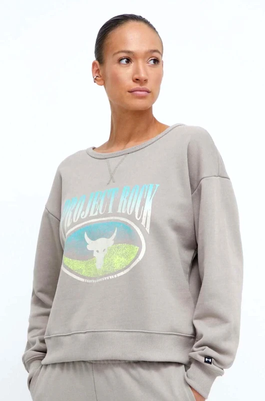 Under Armour Μπλούζα Under Armour Project Rock χρώμα: μπεζ