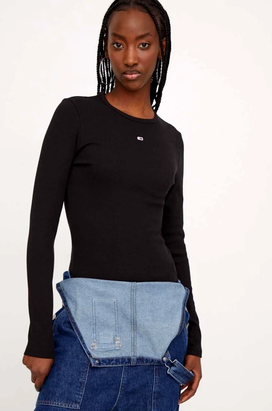Tommy Jeans Μακρυμάνικο Tommy Jeans χρώμα: μαύρο, DW0DW17387