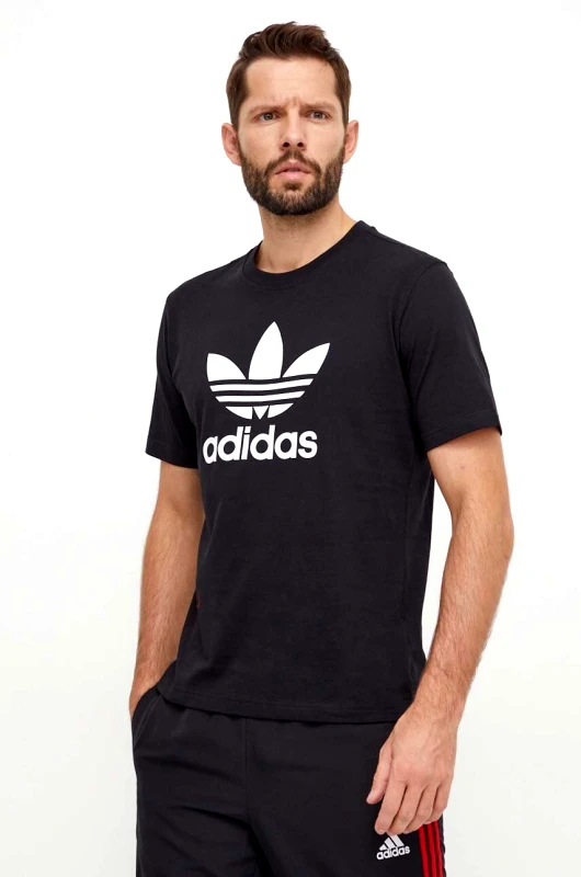 adidas Originals Βαμβακερό μπλουζάκι adidas Originals Trefoil ανδρικό, χρώμα: μαύρο, IU2364