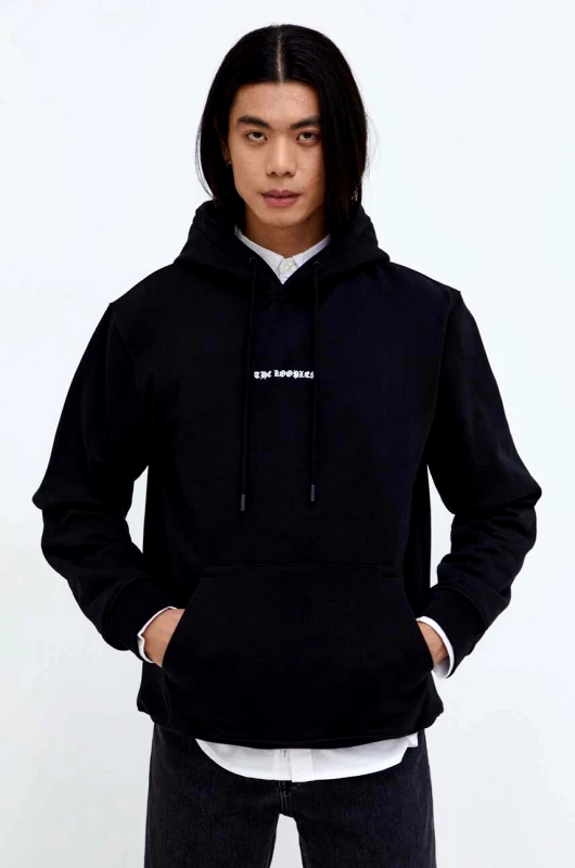 The Kooples Βαμβακερή μπλούζα The Kooples χρώμα: μαύρο, με κουκούλα