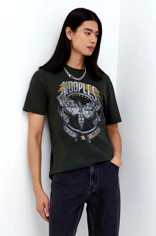 The Kooples Βαμβακερό μπλουζάκι The Kooples ανδρικά, χρώμα: πράσινο