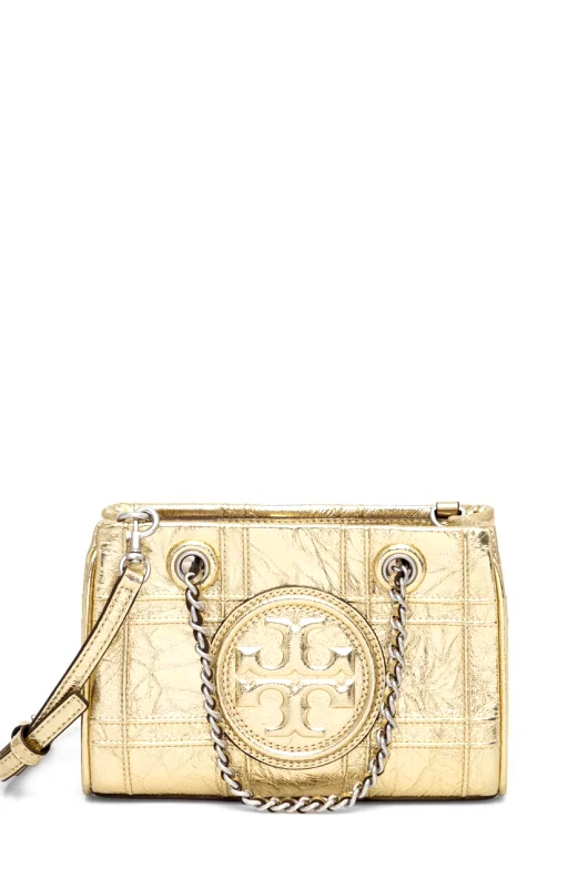 Tory Burch Δερμάτινη τσάντα Tory BurchFleming Soft Metallic χρώμα: χρυσαφί 152480.700