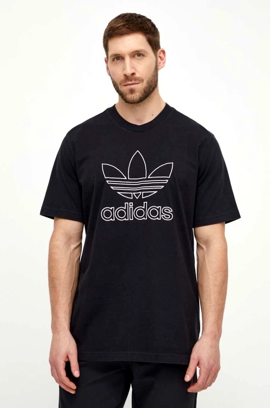 adidas Originals Βαμβακερό μπλουζάκι adidas Originals Trefoil Tee ανδρικό, χρώμα: μαύρο, IU2347