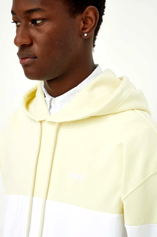 Levi's Βαμβακερή μπλούζα Levi's χρώμα: κίτρινο, με κουκούλα