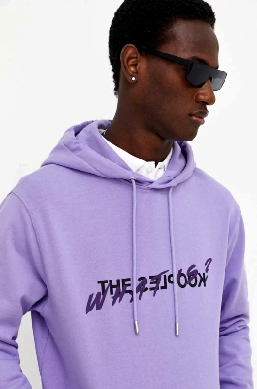 The Kooples Βαμβακερή μπλούζα The Kooples χρώμα: μοβ, με κουκούλα