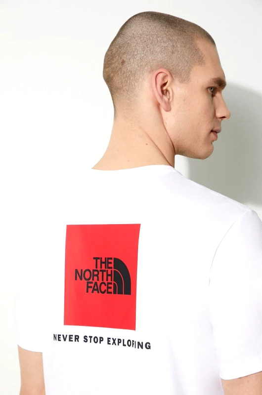 The North Face Βαμβακερό μπλουζάκι The North Face M S/S Redbox Tee ανδρικό, χρώμα: άσπρο, NF0A87NPFN41