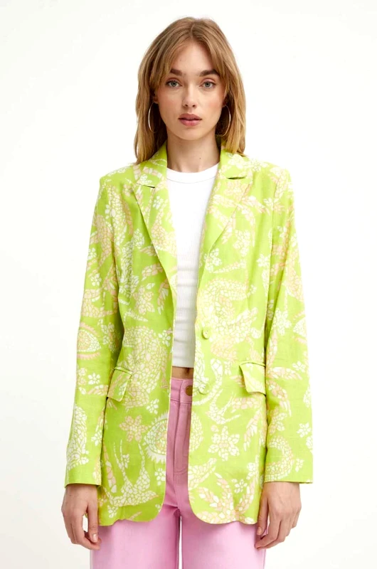 Never Fully Dressed Blazer με μείγμα λινών Never Fully Dressed χρώμα: πράσινο