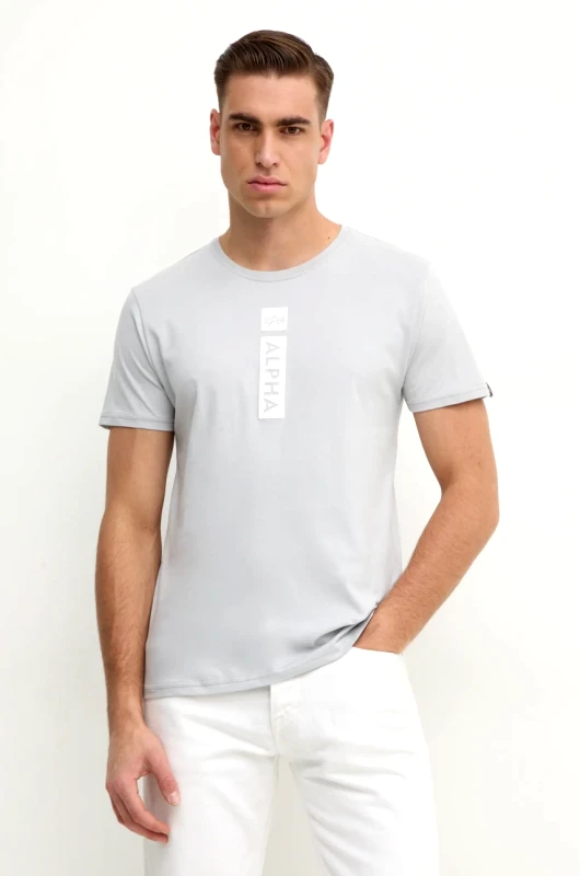 Alpha Industries Βαμβακερό μπλουζάκι Alpha Industries ανδρικό, χρώμα: γκρι, 146509